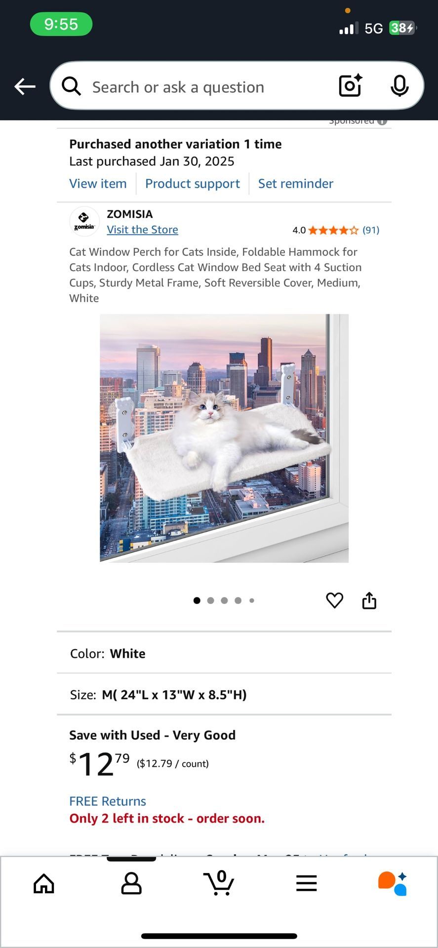 Cat Hammock Bed for Window