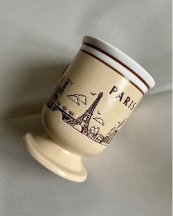 Vintage 8-oz Embossed Paris Pedestal Souvenir Mug