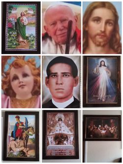 Religious frames with picture laminated with plastic