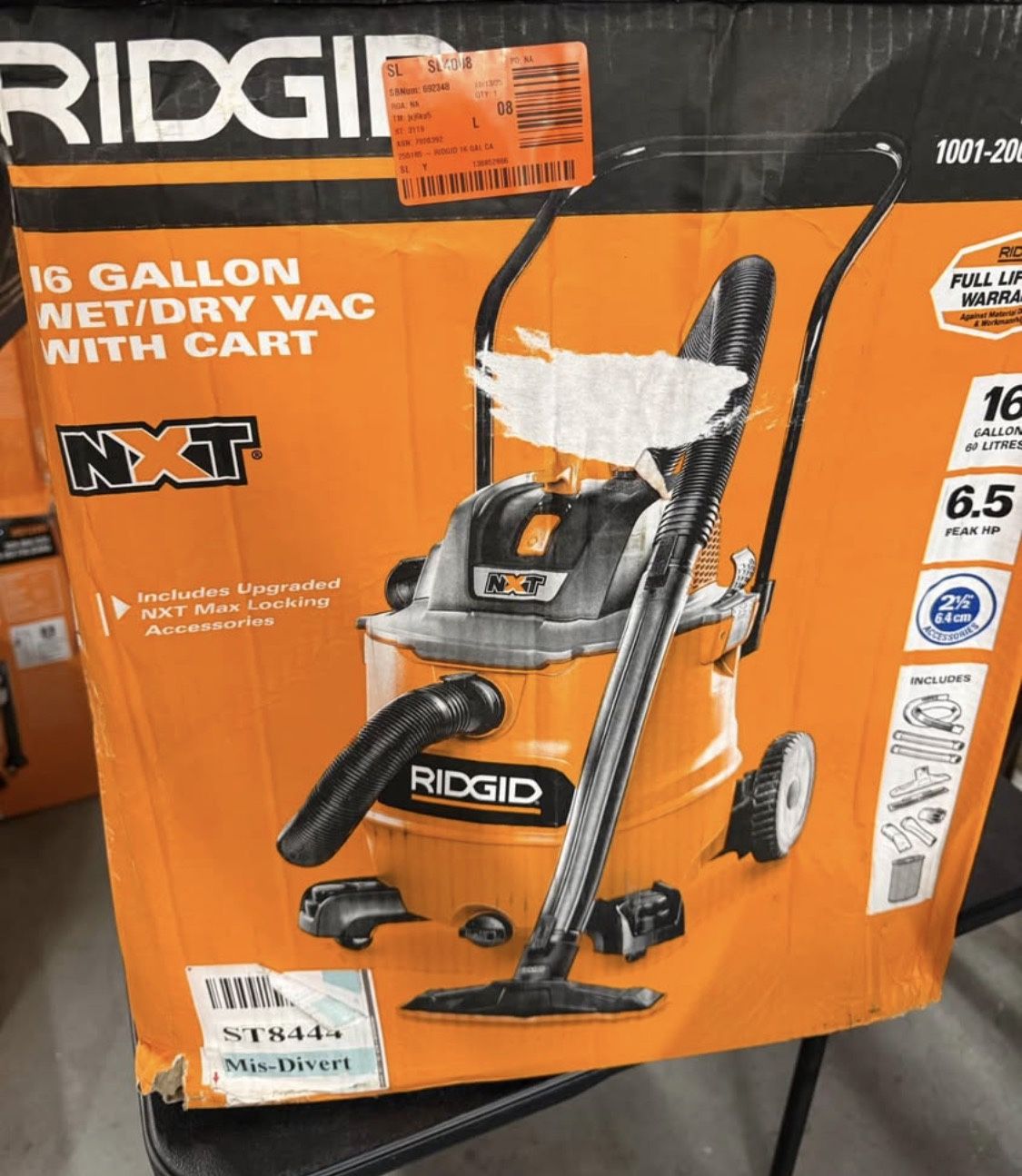 RIDGID 16 Gal. 6.5 Peak HP NXT Shop Vacuum Wet Dry Vac with Cart