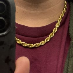 Gold Plated Stainless Steel 8mm Rope 22 Inches 