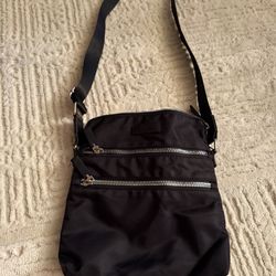 AK Sport Black Nylon Crossbody Bag Multi Zip Lightweight Travel Everyday Purse