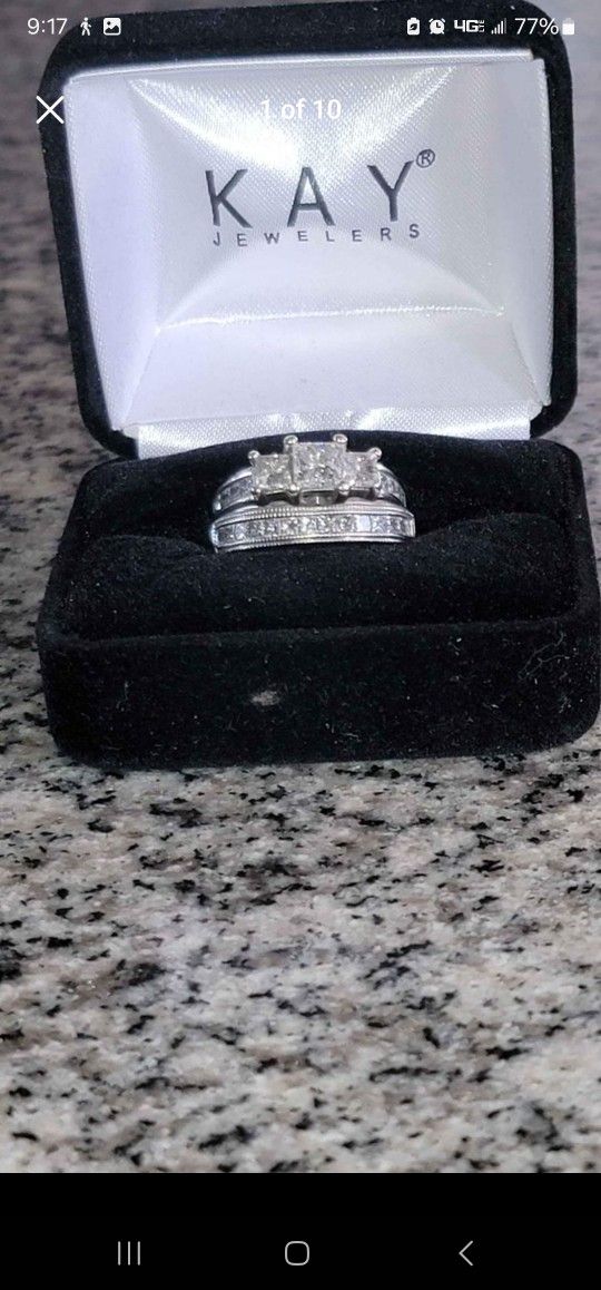 14kt gold set life warranty 1.5 CT engagement ring 5/8 CT wedding band I color I2 clarity