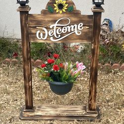 Welcome Signs de Madera no incluye las flores pregunta por el precio