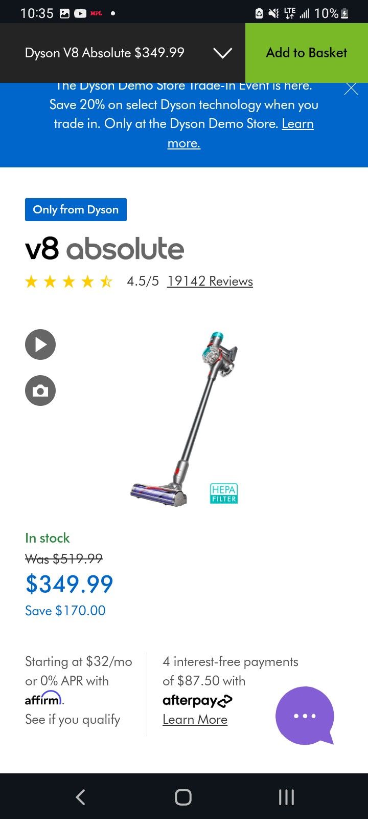 DYSON ABSOLUTE V8