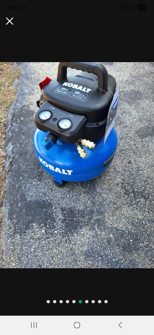 KOBALT 6 GAL AIR COMPRESSOR.