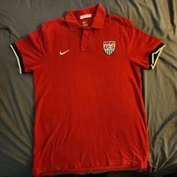 Nike USA 2014 World Cup Polo Shirt Men's L Red Stripes League Soccer Futbol