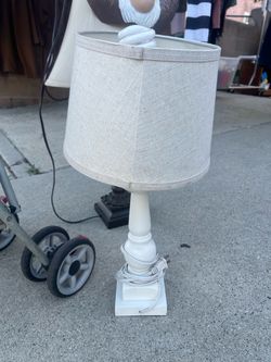 White Table Lamp with Linen Shade