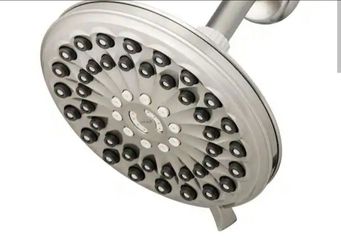 Waterpik 6-Spray Patterns 7 in. Drencher Wall Mount Adjustable Fixed Shower Head in Brushed Nickel