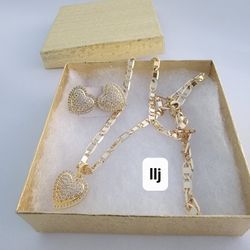 I Deliver I SHIP 14k gold filled set includes chain Charm And Earrings top quality jewelry