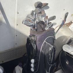Golf clubs and bag