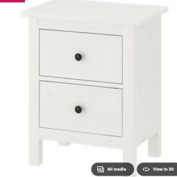 IKEA HEMNES Nightstand SET– White Stain – 2-Drawer Solid Wood