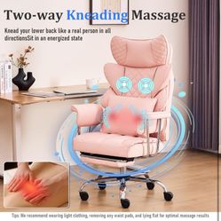 Electric massage office chair with Reclining. Pink