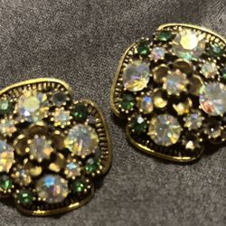 VTG Florenza Clip On Earrings Aurora Borealis