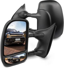 Brand New Manual Telescoping Tow Mirrors - 99-07 Ford Super Duty Excursion 02-05