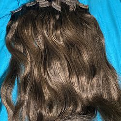 Chestnut Brown 9piece Clip On Hair Extensions 