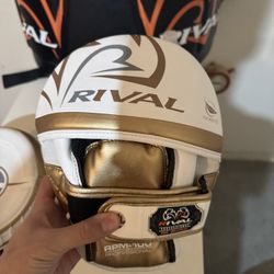 Rival White And Gold Boxing Mitts 