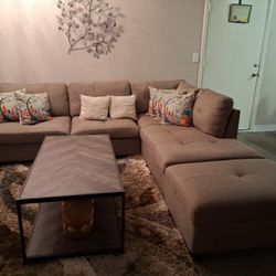 Beige Sectional With Table