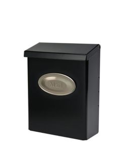 Gibraltar Mailboxes Designer Medium, Vertical, Wall Mount, Locking Mailbox, Black w/ Satin Nickel