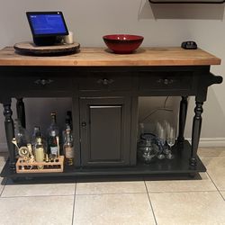 Black Console Table / Sideboard with Butcher Block Top