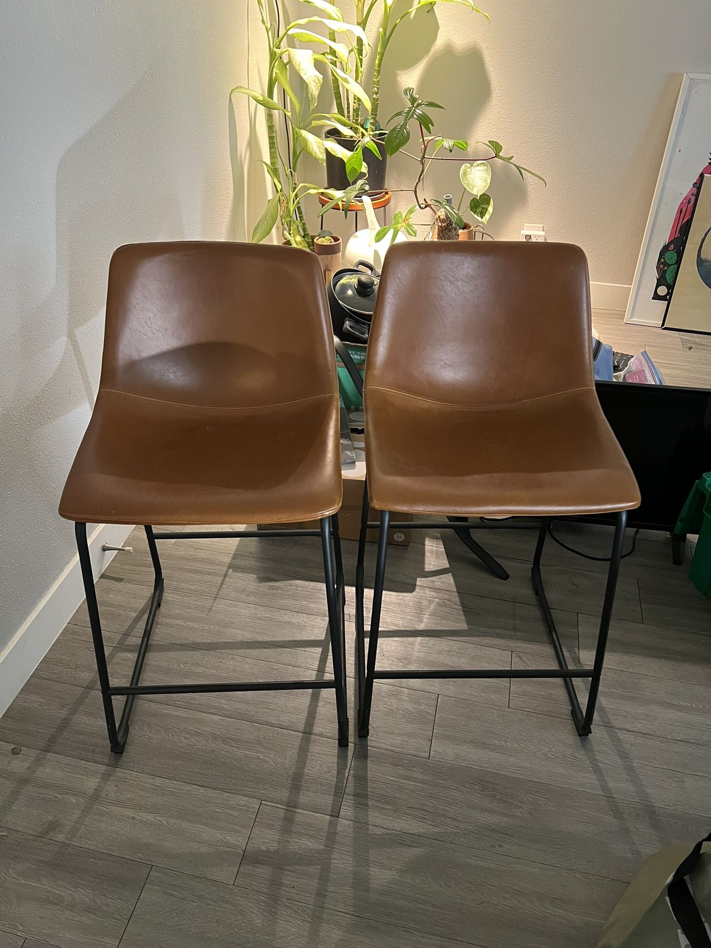 Faux Leather Counter Stools