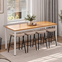 Large Maple Wood & White Table Desk
