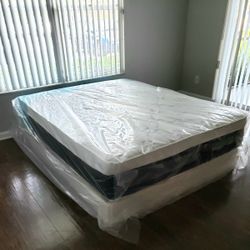 NEW Full-Size PILLOW TOP MATTRESS and BOX SPRING. Bed frame not included 👍