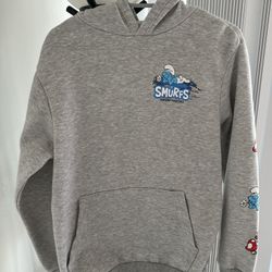 The Smurfs Gray Smurftastic La La La Graphic Hoodie Sweatshirt Size S