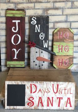 Handcrafted rustic wood Christmas signs