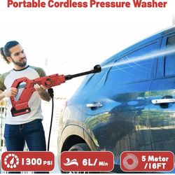 Cordless Pressure Washer for Milwaukee M18 18V Battery, Portable Cordless Power Washer Max 1300PSI with 6-in-1 Nozzle & 17FT Drain Hose, Handheld Pres
