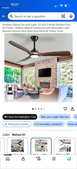 52 inch Indoor/Outdoor Ceiling fan with remote