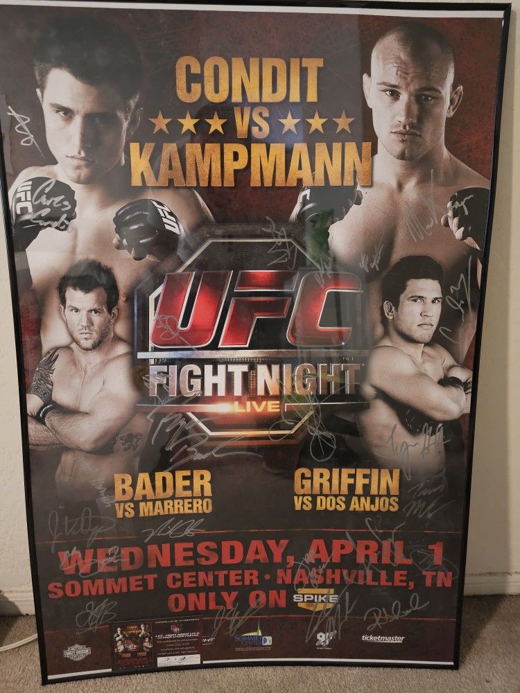 UFC Full Fight Card Signed Poster
