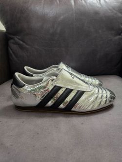 Adidas Taekwondo Silver Metallic Cracked Leather Black Gum Womens Size 9 JH9664