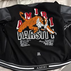 Amiri Black and Red Tiger Varsity Jacket