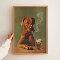 Ruff Day Funny Dog Print Vintage Beverage Poster Bar Wall Decor Retro Beer Poster for Man Cave Dog Wall Art Poster for Games Room For him