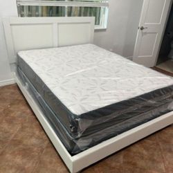 QUEEN Size Bed Frame With Mattress New Bedroom Furniture Set