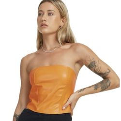 New SZ M zip patent leather Corset Top by WILD FABLE