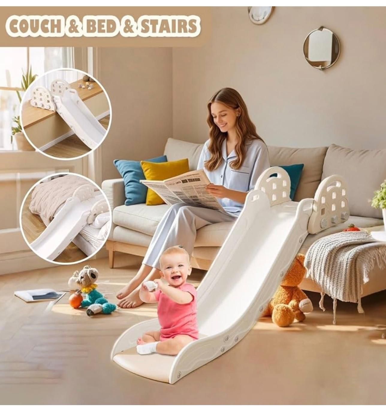 Couch Slide for Toddlers, Large Adjustable Height, Large Stair, Kids Indoor Sofa Slide, Baby Slide for Bed, Playground (BB2)