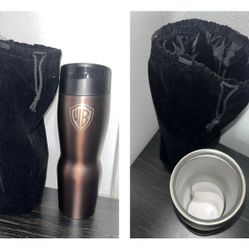 Warner Bros. Brown ETCHED CREW MEMBER Stainless Steel Tumbler with felt carrying case (NEW)