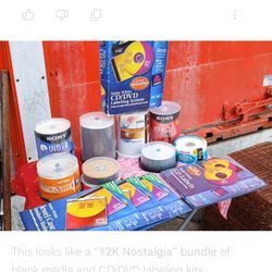 Vintage Bulk Blank, media lot Sony TDK DVD-R & CD-R +Avery labeling  kits