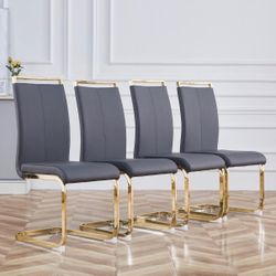 Baysitone Modern Dining Chairs Set of 4, Side & Kitchen Chairs with Gold Frame, Faux Leather Padded