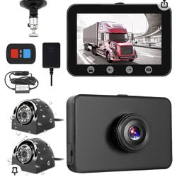 VSYSTO 3CH 4.5'' LCD Screen WiFi Truck Dash Cam, GPS Waterproof Front 1080P & Sides 720P Infrared Night Vision Backup Camera for Semi Trailer Van Trac