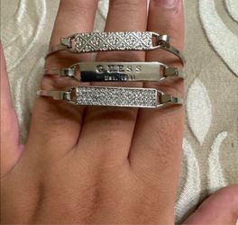 Guess Silver-Tone ID Bracelets Set of 3