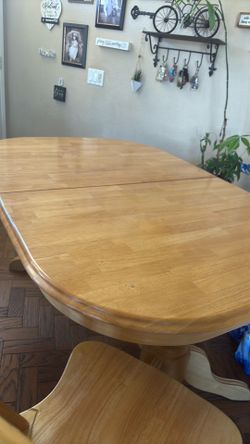 Honey oak wood dining table