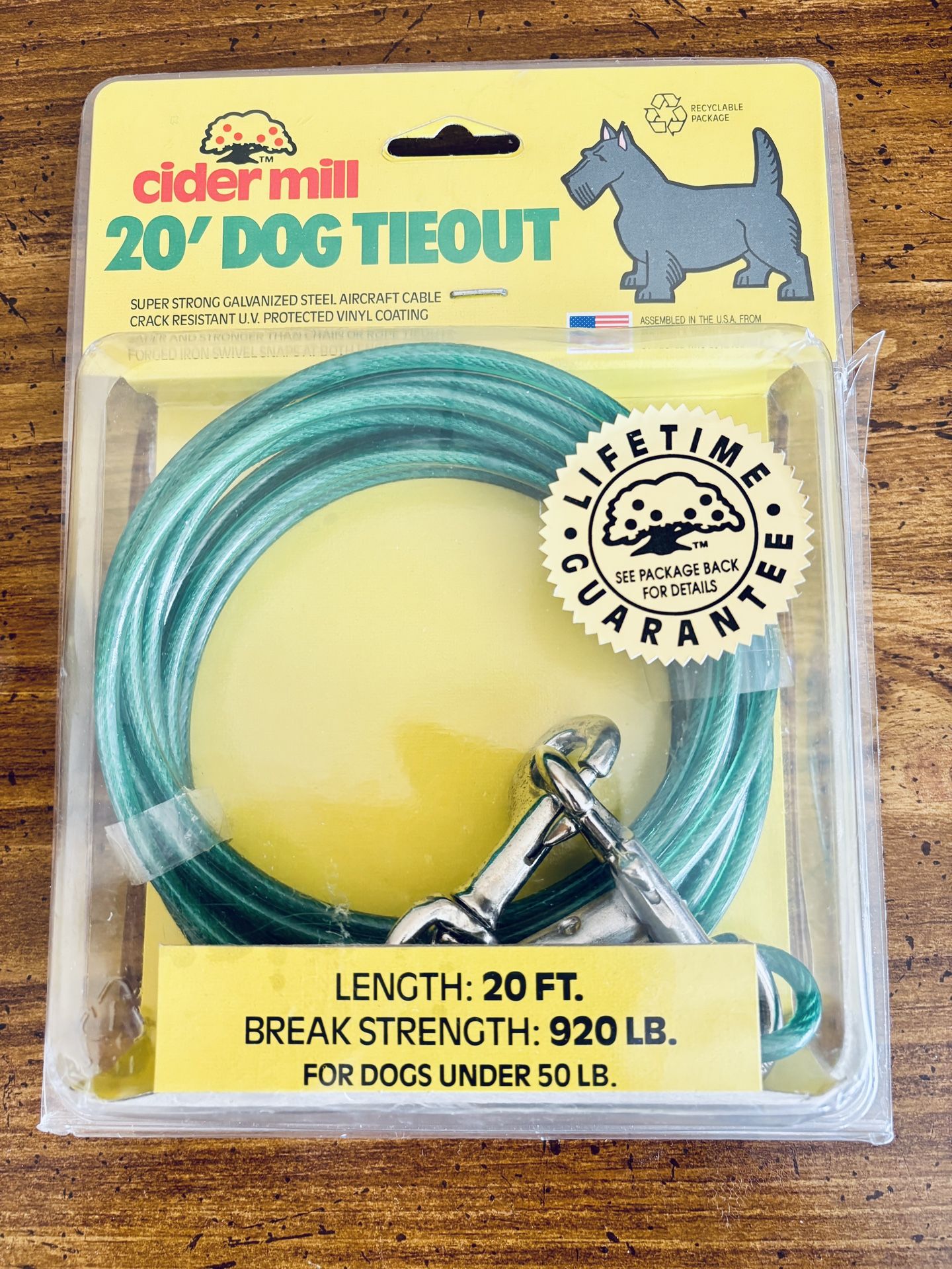 New Cider Mill 20ft Dog Tie Out Cable β Heavy Duty