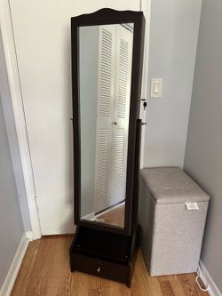 Brown Full-Length Mirror Jewelry & Makeup Storage Organizer – $90