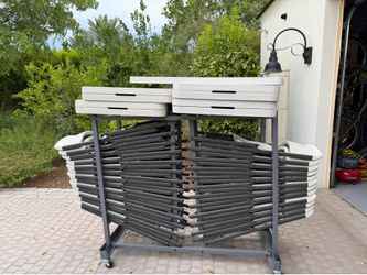 Lifetime folding chairs, tables, and cart