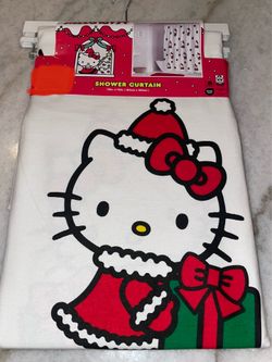 New Hello Kitty Christmas Fabric Shower Curtain 72 X 72 Inches