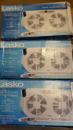 Remote Control Electronically Reversible Twin Window Fan with Thermostat