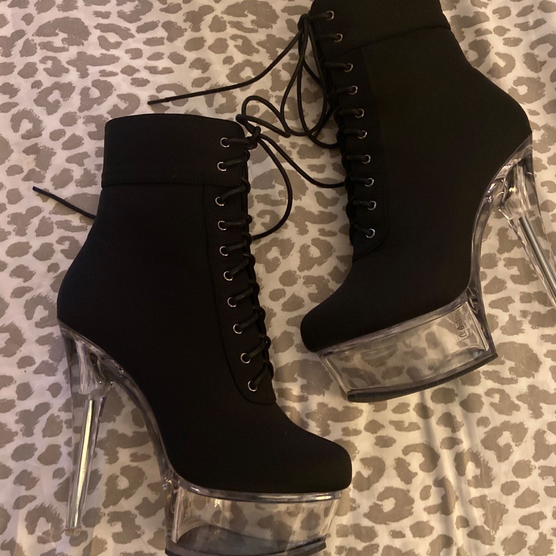 Platform Black Heels With Clear Bottom